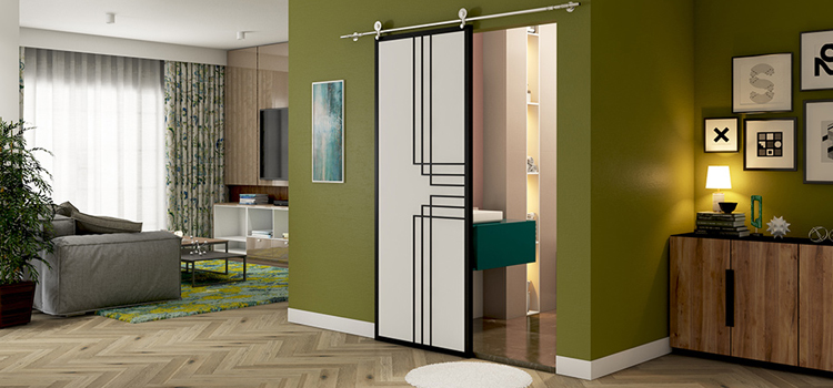 sliding bathroom door installation in Lakewood
